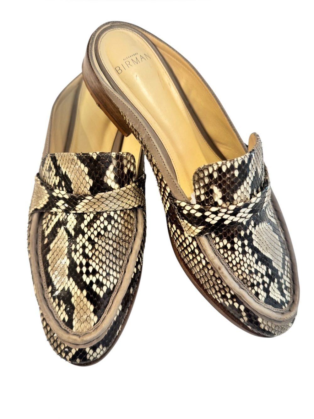 Alexandre Birman Genuine python Black and Beige Mules